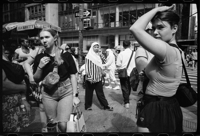 New York street scene with motion and urban texture